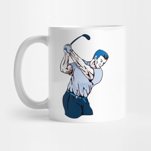 Golfer Swinging Golf Club Retro Mug